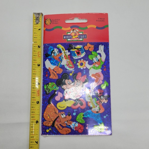 Mickey Donald Goofy Playing Musical Instruments Prismatic Stickers SEALED - Picture 3 of 4